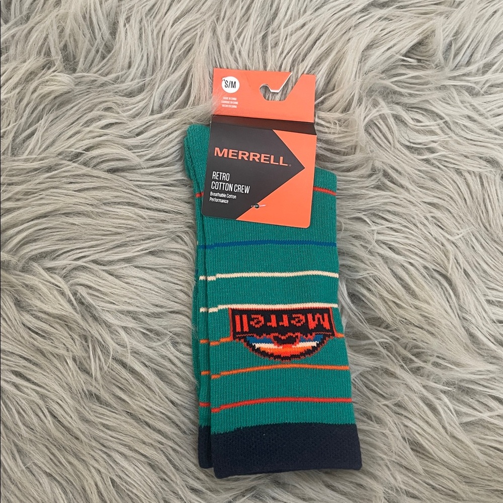 Merrell Retro Cotton Crew Socks - Orange, Teal, Green bundle - Picture 3 of 5